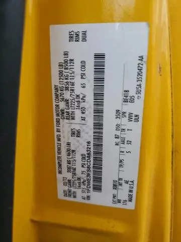 2012 FORD ECONOLINE E350 SUPER DUTY CUTAWAY VAN  