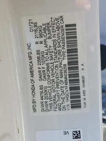 2021 HONDA ACCORD SPORT SE  