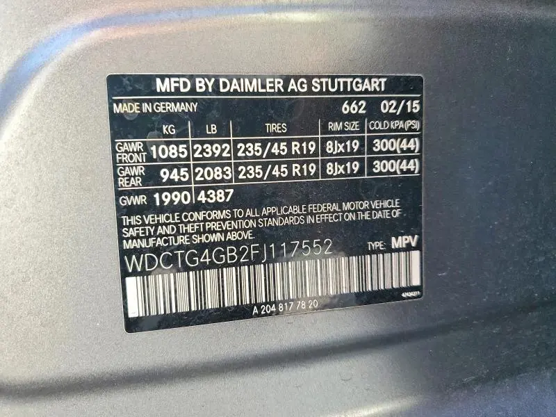 2015 MERCEDES-BENZ GLA 250 4MATIC  