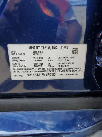 2021 TESLA MODEL S   