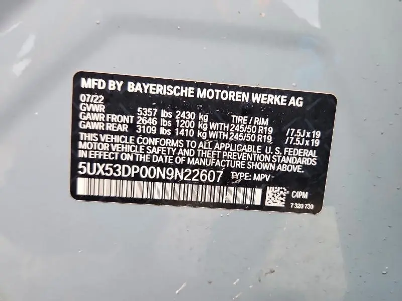 2022 BMW X3 XDRIVE30I  