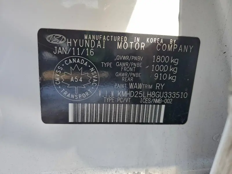 2016 HYUNDAI ELANTRA GT   