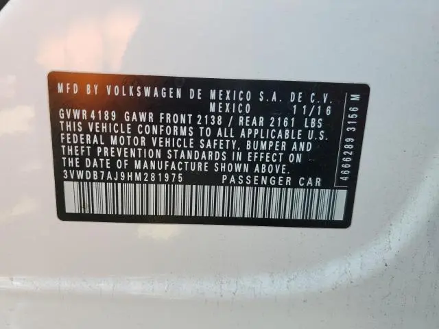 2017 VOLKSWAGEN JETTA SE  