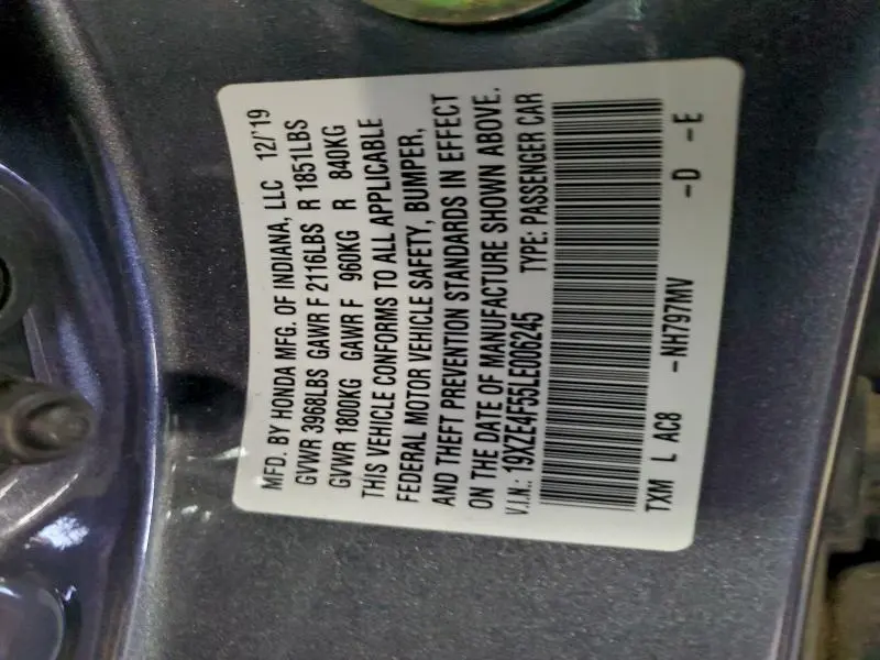 2020 HONDA INSIGHT EX  