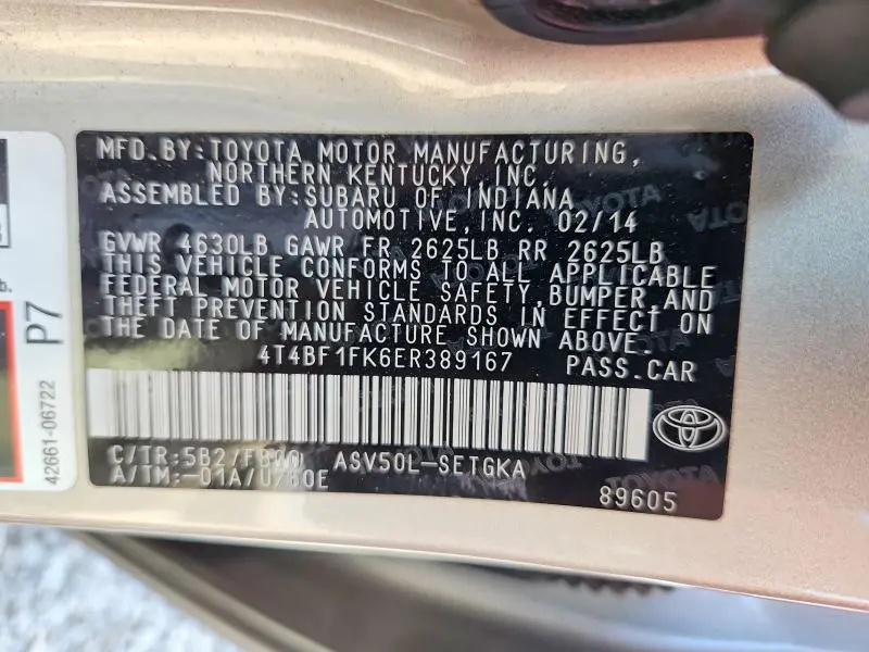 2014 TOYOTA CAMRY XLE  
