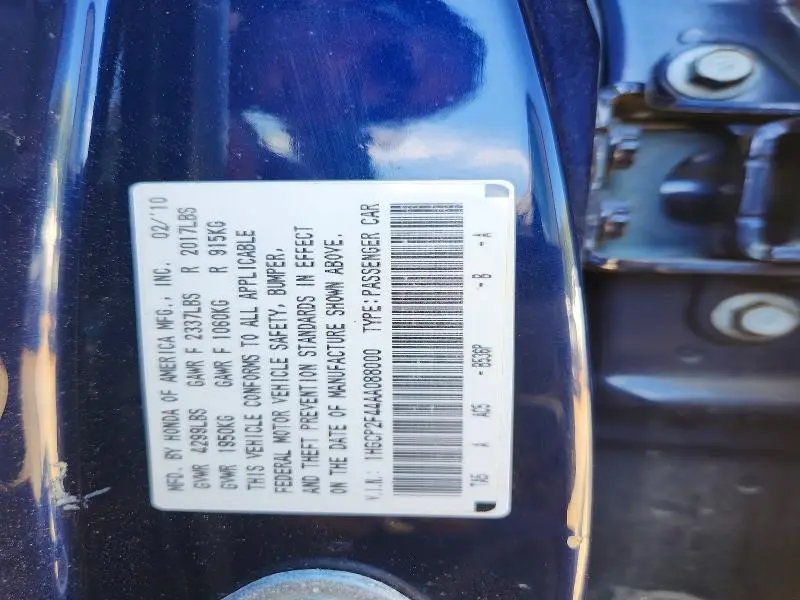 2010 HONDA ACCORD LXP  
