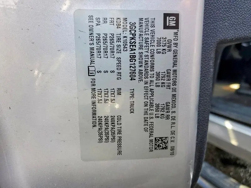 2011 CHEVROLET SILVERADO K1500 LT  