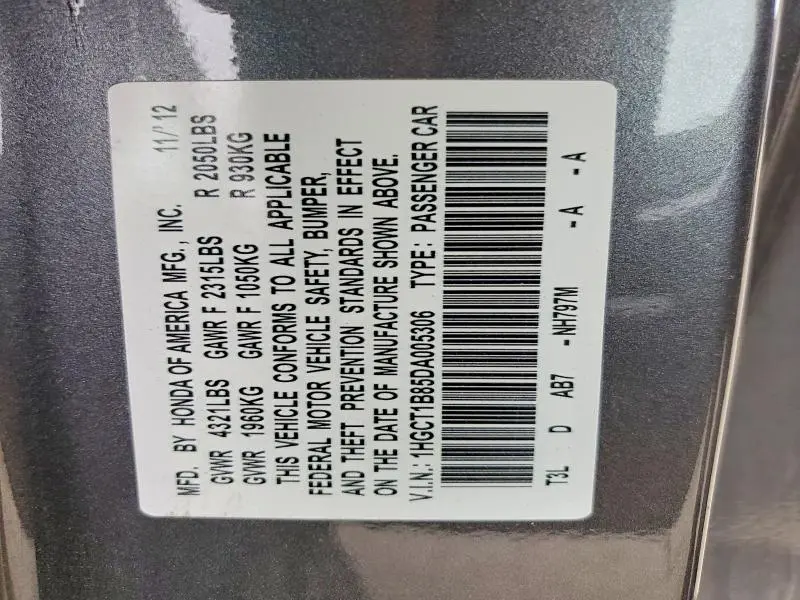 2013 HONDA ACCORD EXL  
