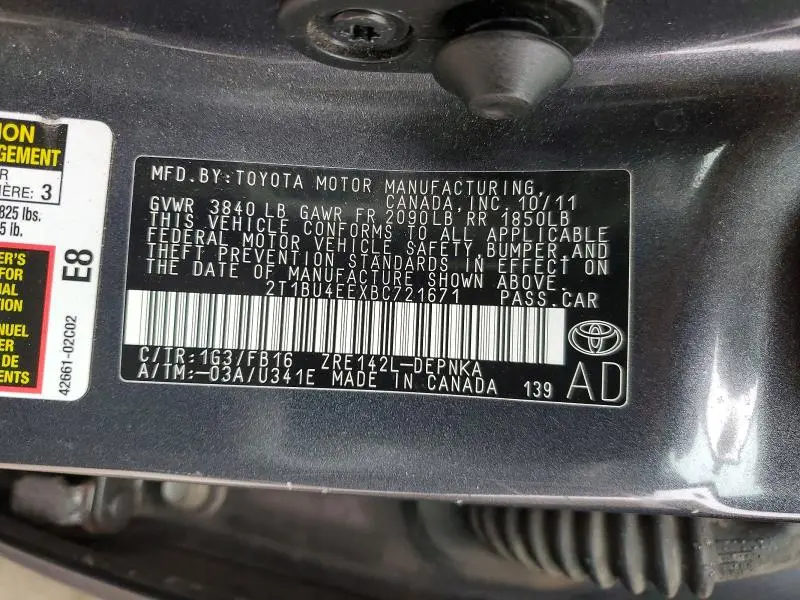 2011 TOYOTA COROLLA LE  