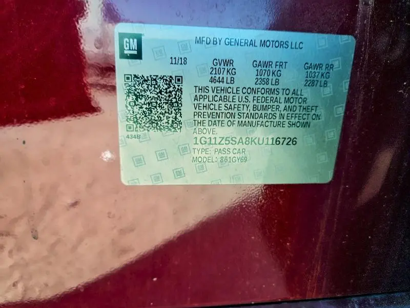 2019 CHEVROLET IMPALA LT  