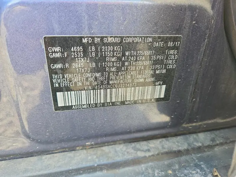 2018 SUBARU OUTBACK 2.5I PREMIUM  