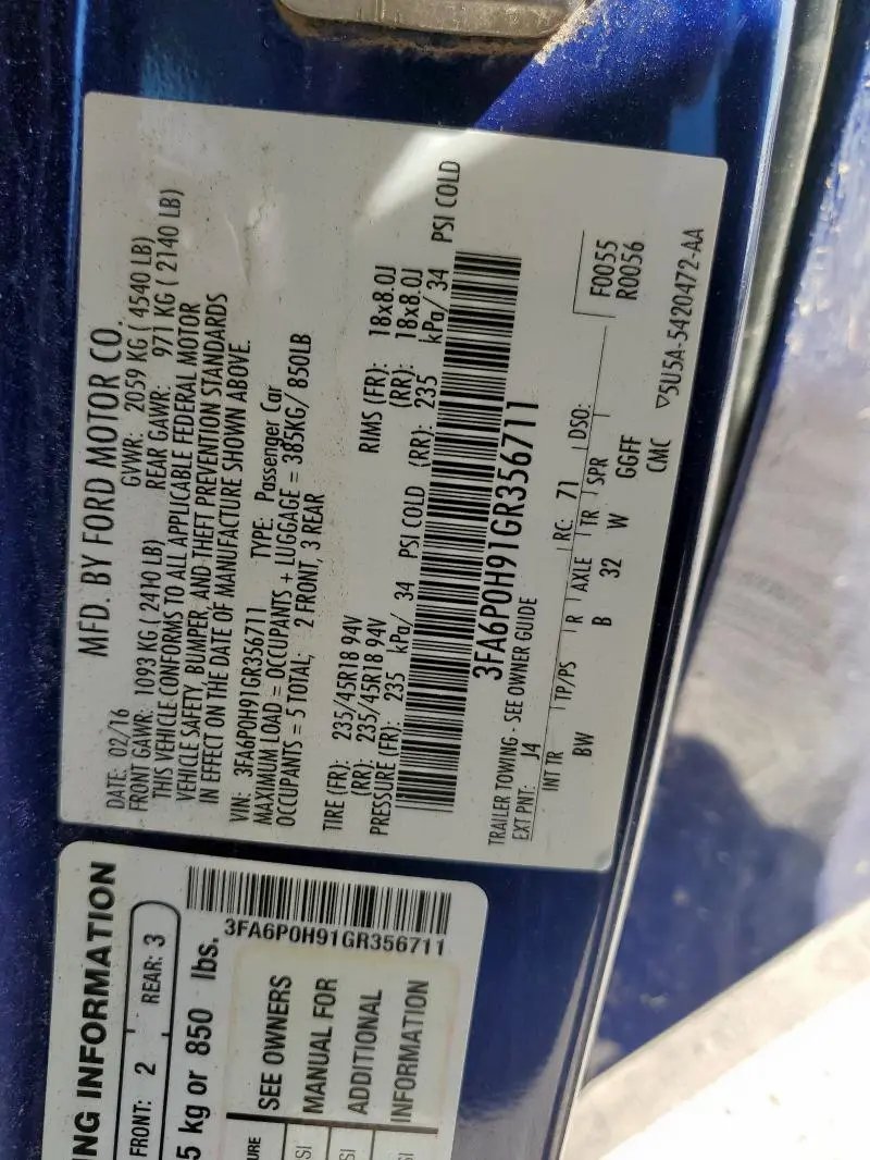 2016 FORD FUSION SE  
