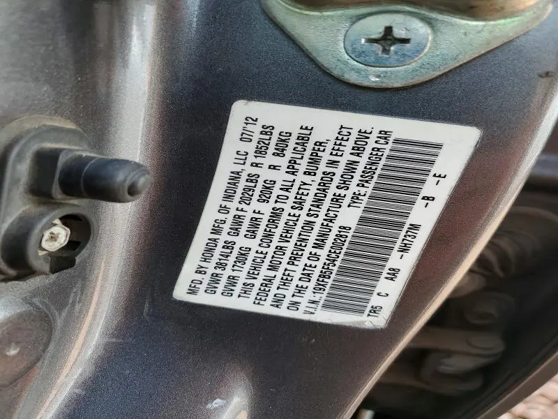 2012 HONDA CIVIC NATURAL GAS  