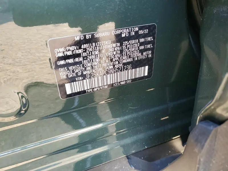 2022 SUBARU FORESTER LIMITED  