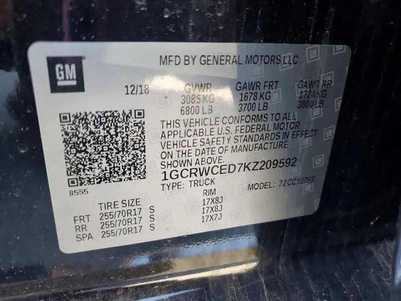 2019 CHEVROLET SILVERADO C1500 LT V8 DOUBLE CAB