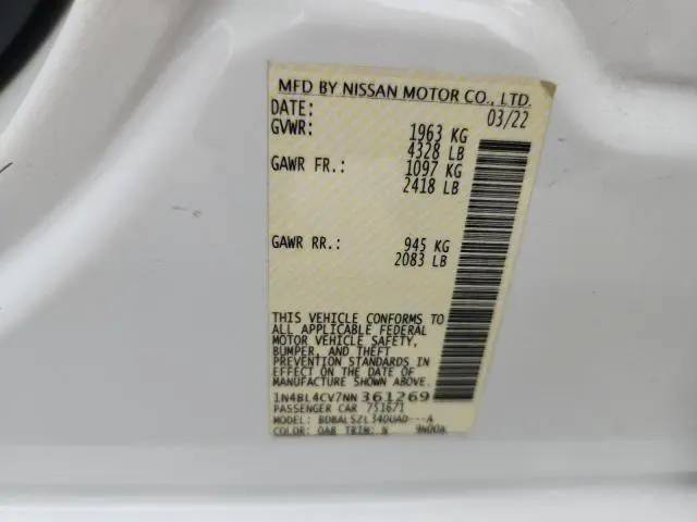 2022 NISSAN ALTIMA SR  