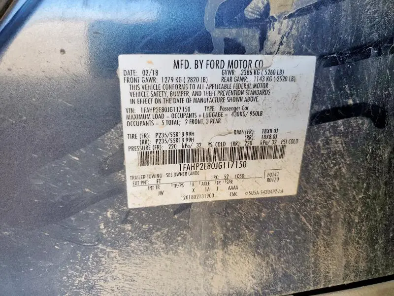 2018 FORD TAURUS SEL  