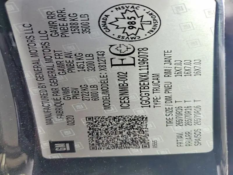 2020 CHEVROLET COLORADO   