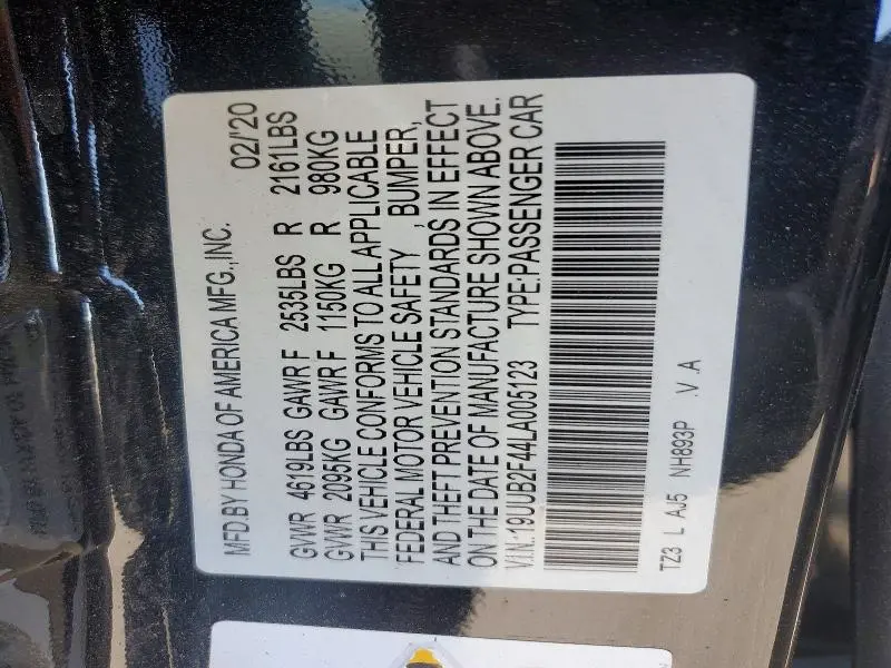 2020 ACURA TLX TECHNOLOGY  