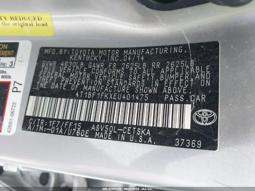 2014 TOYOTA CAMRY SE