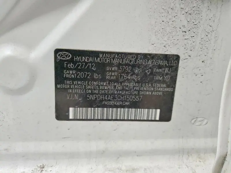 2012 HYUNDAI ELANTRA GLS  