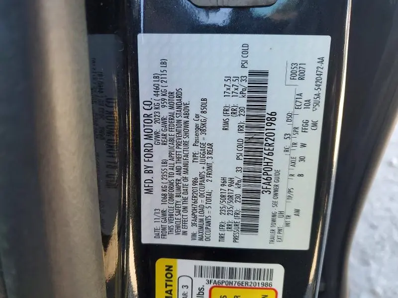 2014 FORD FUSION SE  