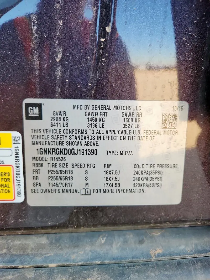 2016 CHEVROLET TRAVERSE LT  