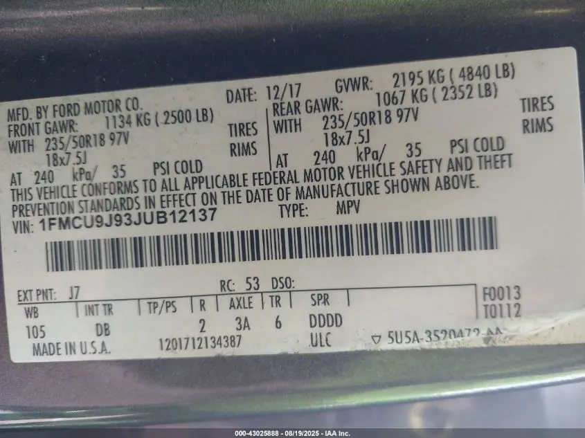 2018 FORD ESCAPE TITANIUM