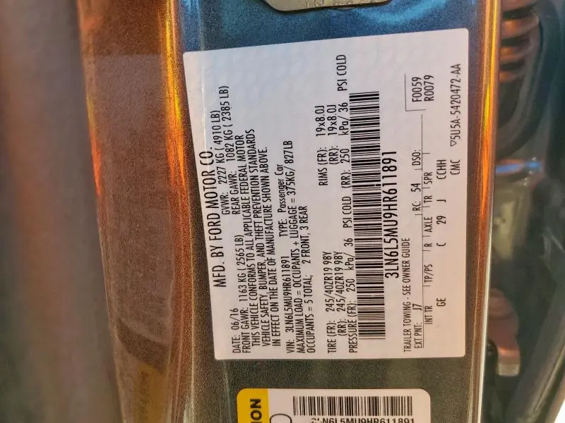 2017 LINCOLN MKZ HYBRID RESERVE  