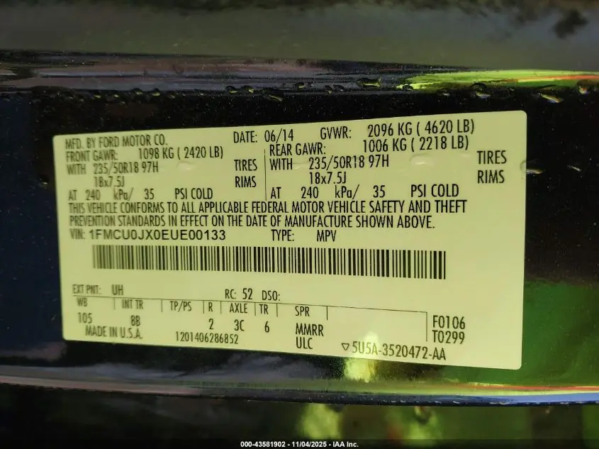 2014 FORD ESCAPE TITANIUM