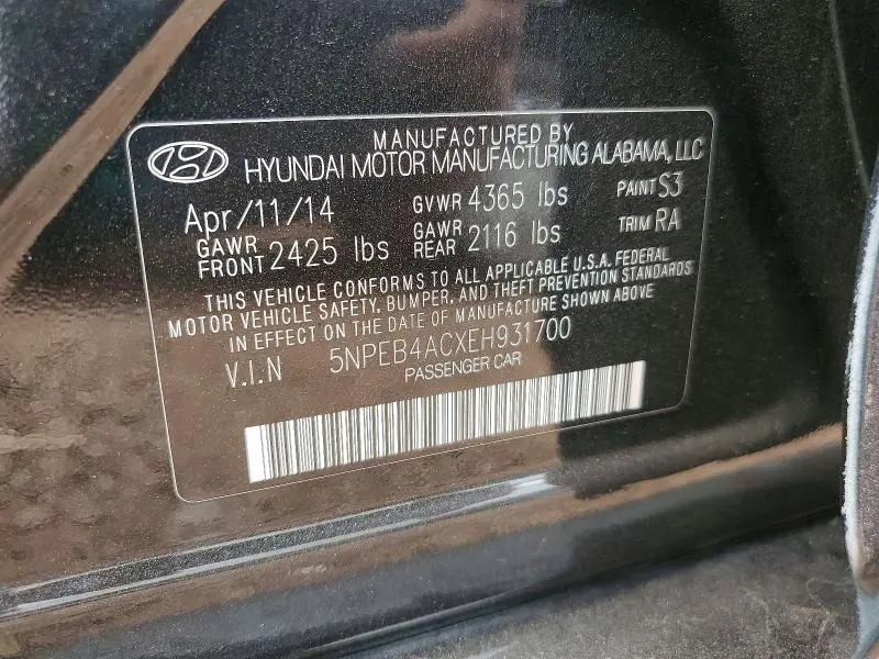 2014 HYUNDAI SONATA GLS  
