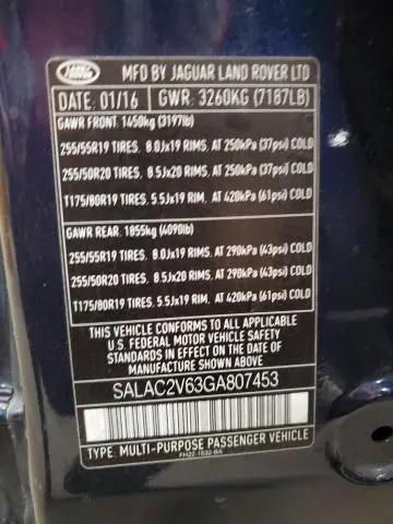 2016 LAND ROVER LR4   