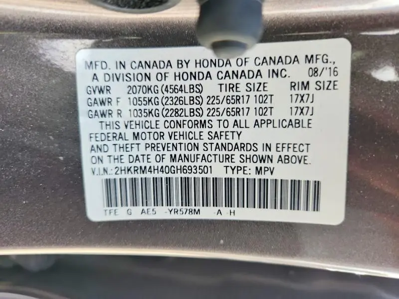 2016 HONDA CR-V SE  
