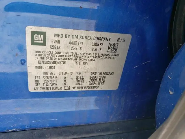 2016 CHEVROLET TRAX LS  