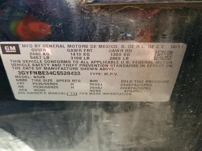 2012 CADILLAC SRX PERFORMANCE COLLECTION  