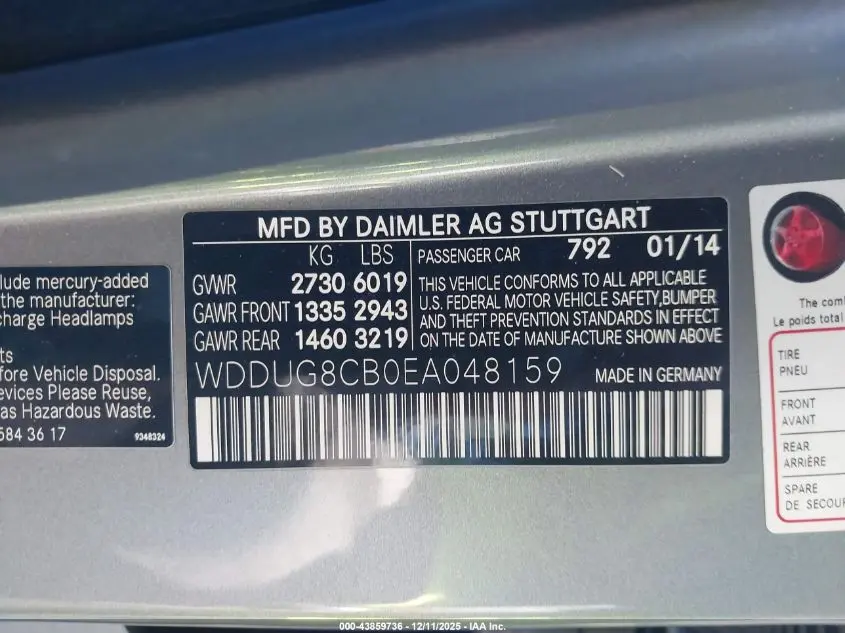 2014 MERCEDES-BENZ S 550  