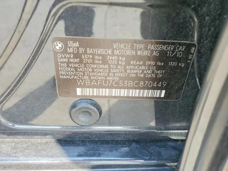 2011 BMW 535 XI  