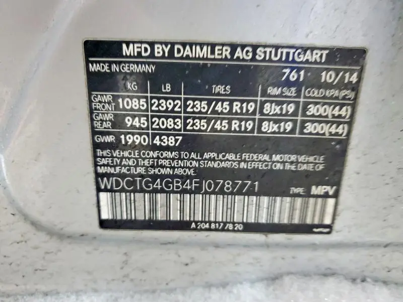 2015 MERCEDES-BENZ GLA 250 4MATIC  