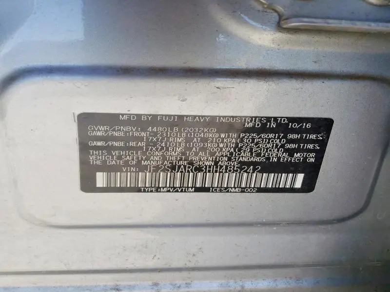 2017 SUBARU FORESTER 2.5I LIMITED  