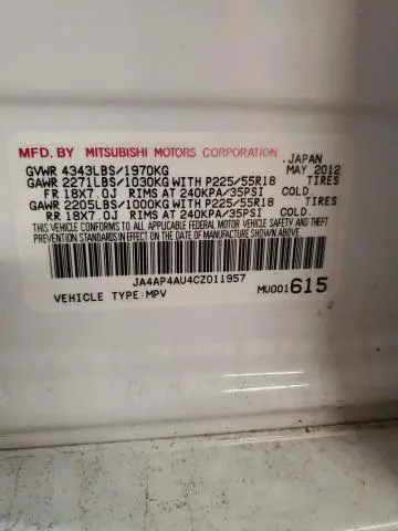 2012 MITSUBISHI OUTLANDER SPORT SE