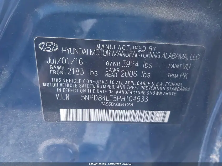 2017 HYUNDAI ELANTRA SE
