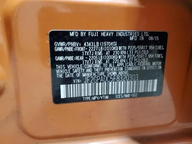 2015 SUBARU XV CROSSTREK 2.0 PREMIUM  