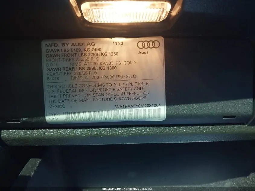 2021 AUDI Q5 PREMIUM PLUS 45 TFSI QUATTRO S TRONIC