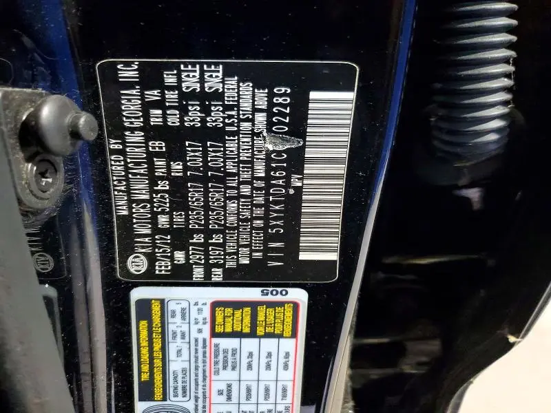 2012 KIA SORENTO LX  