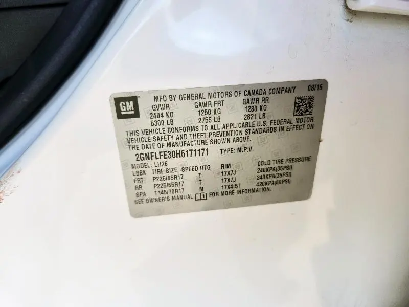 2017 CHEVROLET EQUINOX LT  