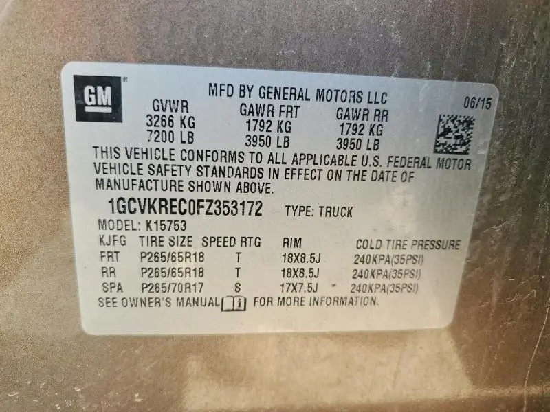 2015 CHEVROLET SILVERADO K1500 LT  