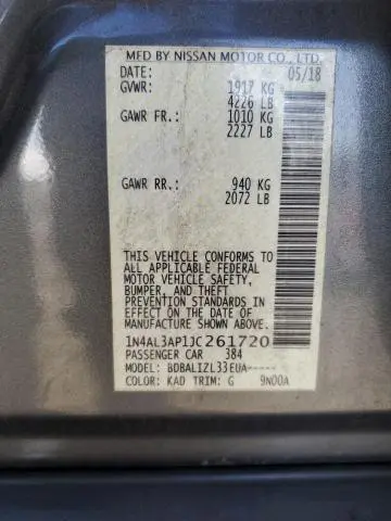 2018 NISSAN ALTIMA 2.5  