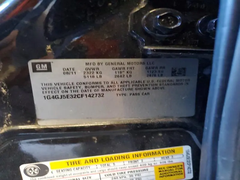 2012 BUICK LACROSSE TOURING  