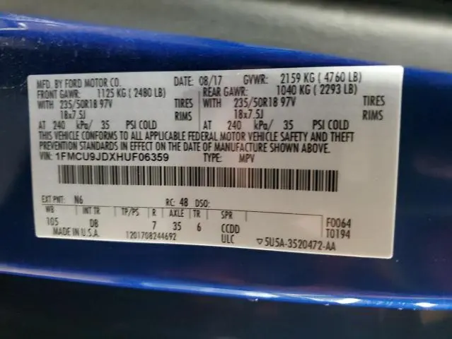 2017 FORD ESCAPE TITANIUM  