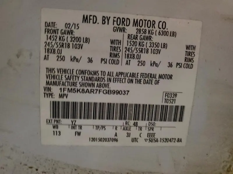 2015 FORD EXPLORER POLICE INTERCEPTOR  